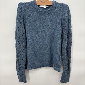 Veronica Beard Devi Openwork Puff Sleeve Sweater Size‎ Large Cotton/Wool #7H